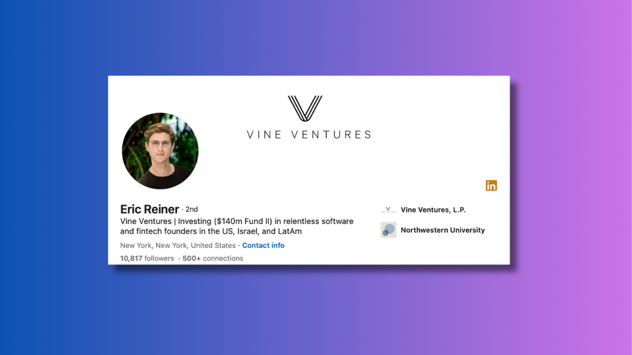 Eric Reiner, Founding & Managing Partner at Vine Ventures 